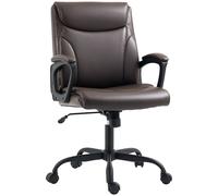 HOMCOM Executive Office Chair, Faux Leather Desk Chair with Height Adjustable, Swivel Wheels and Tilt Function, Computer Chair for Home Office and Study Room, Brown Brown