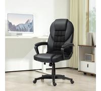 HOMCOM Executive High-Back Office Chair with Armrests, Faux Leather, Seat Height 48-58cm, 5-Wheel Swivel, 120 kg, Model 921-733V70BK