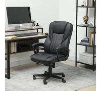 HOMCOM Executive Office Chair, High Back Desk Chair, PU Leather Swivel Computer Chair with Tilt Function, Adjustable Height and Armrests for Home Office, Black Black