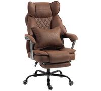 HOMCOM Executive Office Chair, Leathaire Big and Tall Office Chair 180 kg with Wide Seat, Reclining, Lumbar Support, Brown