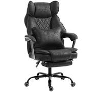 HOMCOM Executive Office Chair, Leathaire Big and Tall Office Chair 180 kg with Wide Seat, Reclining, Lumbar Support, Black