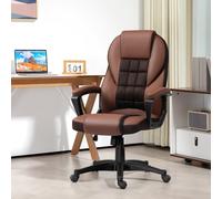 HOMCOM Executive Office Chair, PU Leather High Back Desk Chair, Swivel Computer Chair with Adjustable Height and Tilt Function, Brown Brown