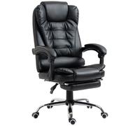 HOMCOM Executive Office Chair PU Leather Swivel Chair with Footrest Grey - Black