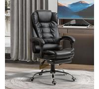 HOMCOM Executive Office PU Leather Swivel Chair - Black, Black