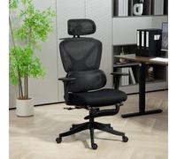 HOMCOM Ergonomic Office Chair, Recliner Computer Chair w/ Footrest, Black, Black
