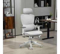 HOMCOM Executive Office Chair, Recliner Computer Chair with Footrest, Grey - Grey