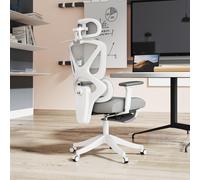 HOMCOM Ergonomic Office Chair - Recliner Computer Chair with Footrest - Grey | TJ Hughes