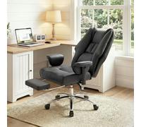 HOMCOM Executive Office Chair, Reclining Desk Chair with Footrest, Black