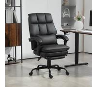 HOMCOM Executive Office Chair with Footrest, PU Leather High Back Desk Chair with Lumbar Support, Swivel Computer Chair with Adjustable Height and Padding Armrests, Black Black