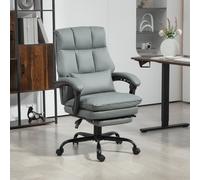 HOMCOM Executive Office Chair with Footrest, PU Leather High Back Desk Chair with Lumbar Support, Swivel Computer Chair with Adjustable Height and Padding Armrests, Grey Grey