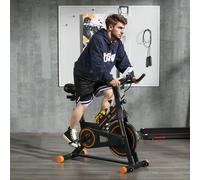 HOMCOM Exercise Bike Indoor Cycling w/ LCD Display, Heart Rate Sensor, Orange