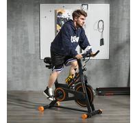 Homcom Exercise Bike Indoor Cycling W/ Lcd Display, Heart Rate Sensor In Orange Orange One Size