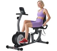 HOMCOM Exercise Bike with LCD Display, Stationary Bike with Quiet 8-Level Magnetic Resistance, Adjustable Seat and Backrest, Indoor Cycling Exercise Equipment for Home Gym Fitness Workout Training