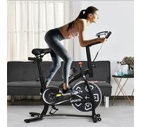 HOMCOM Indoor Stationary Exercise Bike 6kg Flywheel Fitness Cardio Workout Bke Trainer for Home Gym w/Adjustable Resistance LCD Monitor Pad and Bottle Holder Black