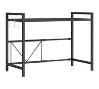 HOMCOM Expandable Microwave Oven Rack with 3 Hooks - Black