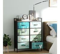 HOMCOM 8-Drawer Chest of Drawers, Fabric Dresser with Open Shelf, Blue HOMCOM Blue