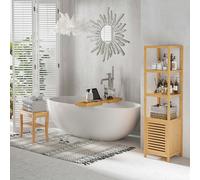 HOMCOM Extendable Bath Rack Bathroom Tray Bamboo Wooden Bathtub Shelf Wine Holde