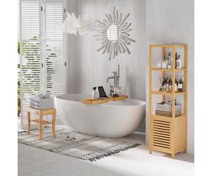 HOMCOM Extendable Bath Tub Bathroom Tray Bathtub Caddy Shelf Wine Holder Book