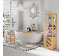 Homcom Extendable Bath Tub Bathroom Tray Bathtub Caddy Shelf Wine Holder Book In Light Brown Light Brown