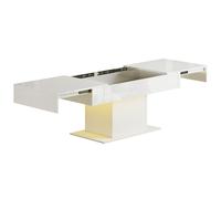 HOMCOM Extendable Coffee Table with LED Lights and Storage - High Gloss White