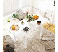 HOMCOM Extendable Dining Table, 120-160 x 70cm Rectangular Kitchen Table for Small Spaces, Seats 4-6 People, High Gloss White White
