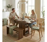 HOMCOM Extendable Dining Table for 4-6, Kitchen Table with Shelves - Walnut Brown - 130L x 70W x 75H cm