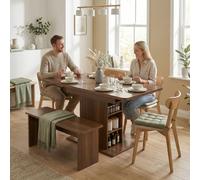 Homcom Extendable Dining Table For 4-6, Kitchen Table With Shelves, Walnut In Brown Brown