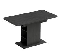 HOMCOM Extendable Dining Table for 4-6 People, 110-130cm Kitchen Table with 6 Open Shelves, Black