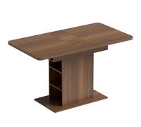 HOMCOM Extendable Dining Table for 4-6 People, 110-130cm Kitchen Table with 6 Open Shelves, Walnut Brown
