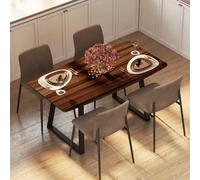 HOMCOM Extendable Dining Table Rectangular Wood Effect Tabletop for 4-6 People with Steel Frame & Hidden Leaves for Kitchen, Dining Room, Living Room Wood