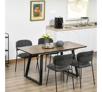 HOMCOM Extendable Dining Table Rectangular Wood Effect Tabletop with Steel in Light Brown HOMCOM Light Brown