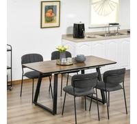HOMCOM Extendable Dining Table Rectangular Wood Effect Tabletop with Steel in Light Brown HOMCOM Light Brown