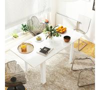 HOMCOM Extendable Dining Table, Seats 4-6 People, High Gloss White HOMCOM White