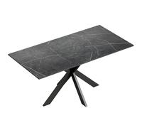 HOMCOM Extendable Dining Table Steel Cross Legs Steel Rails Space Saving Black