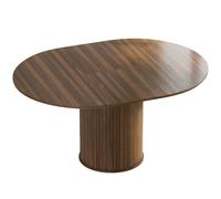 HOMCOM Extendable Round Dining Table Kitchen Table Hidden Leaf Storage Pedestal Base Seats 6-8 110-150 cm Dark Walnut