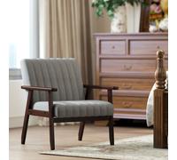 HOMCOM Fabric Accent Chair Modern Armchair with Channel Tufting in Grey HOMCOM Grey