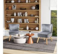HOMCOM Fabric Accent Chair Modern Leisure Chair with Wood Legs & Armless Design in Grey HOMCOM Grey