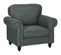 HOMCOM Mid-Century Modern Sofa, Fabric Sofa with Nailhead Trim, Charcoal Grey | Size: Medium HOMCOM Grey M