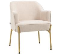 HOMCOM Fabric Armchair Accent Chair w/ Metal Legs for Living Room Bedroom White | TJ Hughes
