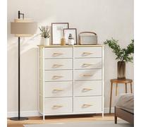 HOMCOM Fabric Chest of Drawers, 10 Drawer Dresser for Bedroom, Beige