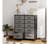 Homcom Fabric Chest Of Drawers, Drawer Dresser For Bedroom In Dark Grey Dark Grey