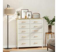 HOMCOM Fabric Chest of Drawers, 4 Drawer Dresser for Bedroom, Beige - Beige - 10 Fabric Drawers