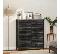 HOMCOM Fabric Chest of Drawers, 8 Drawer Dresser for Bedroom, Black