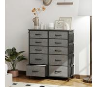 HOMCOM Chest of Drawers with Fabric Drawers Dresser for Bedroom in Dark Grey | Size: XL HOMCOM Dark Grey XL