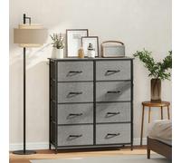 HOMCOM Fabric Chest of Drawers, 8 Drawer Dresser for Bedroom, Charcoal Grey