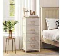 HOMCOM Fabric Chest of Drawers, 4 Drawer Dresser for Bedroom, Natural Wood