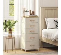 HOMCOM Fabric Chest of Drawers, 5 Drawer Dresser for Bedroom, Beige