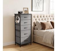 Homcom Fabric Chest Of Drawers, 5 Drawer Dresser For Bedroom, Charcoal Grey