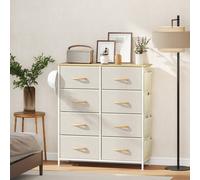 HOMCOM Fabric Chest of Drawers, 8 Drawer Dresser for Bedroom, Beige