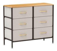 Homcom 6 Drawer Fabric Chest Of Drawers W/ Wooden Top For Hallway Cream